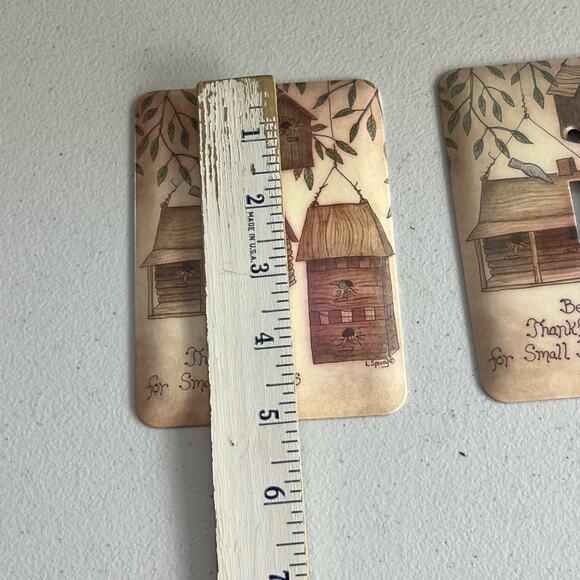 Vintage Light Switch Toggle Cover Plates L. Spivey Birdhouse Be Thankful - Picture 3 of 6